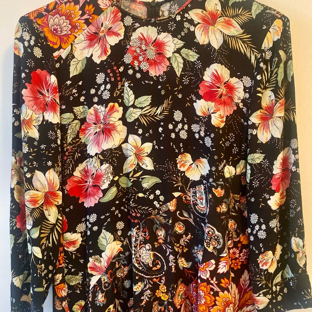 Zara m Floral Midi Patchwork Print Dress - Picture 8 of 10